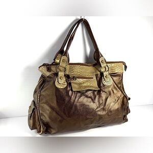 Pulicati Brown and Gold Shoulder Bag